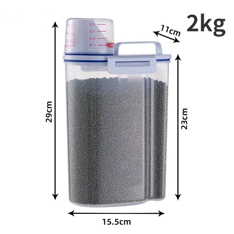 Balde Hermético para Ração Pet com Copo Medidor – 1,5kg / 2kg