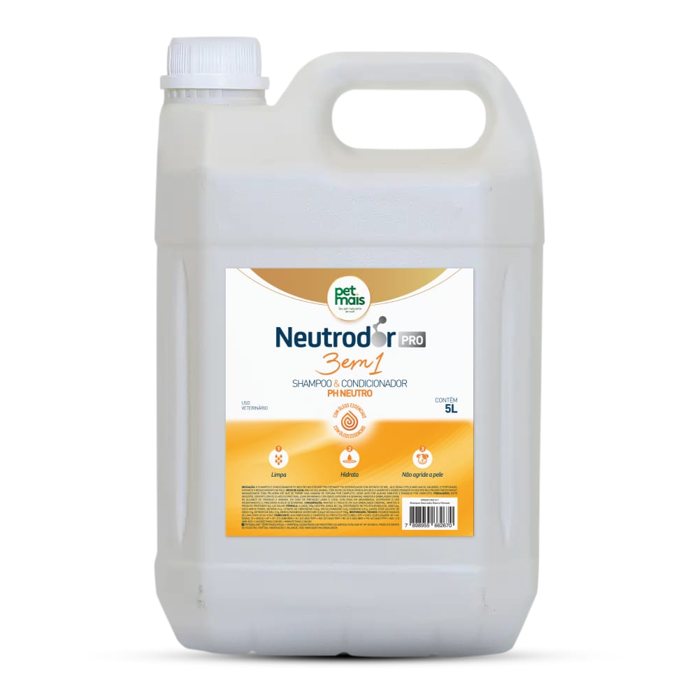 KIT 2X Shampoo Pet Neutrodor PRO 3 em 1 5L – Limpeza, Hidratação e Proteção