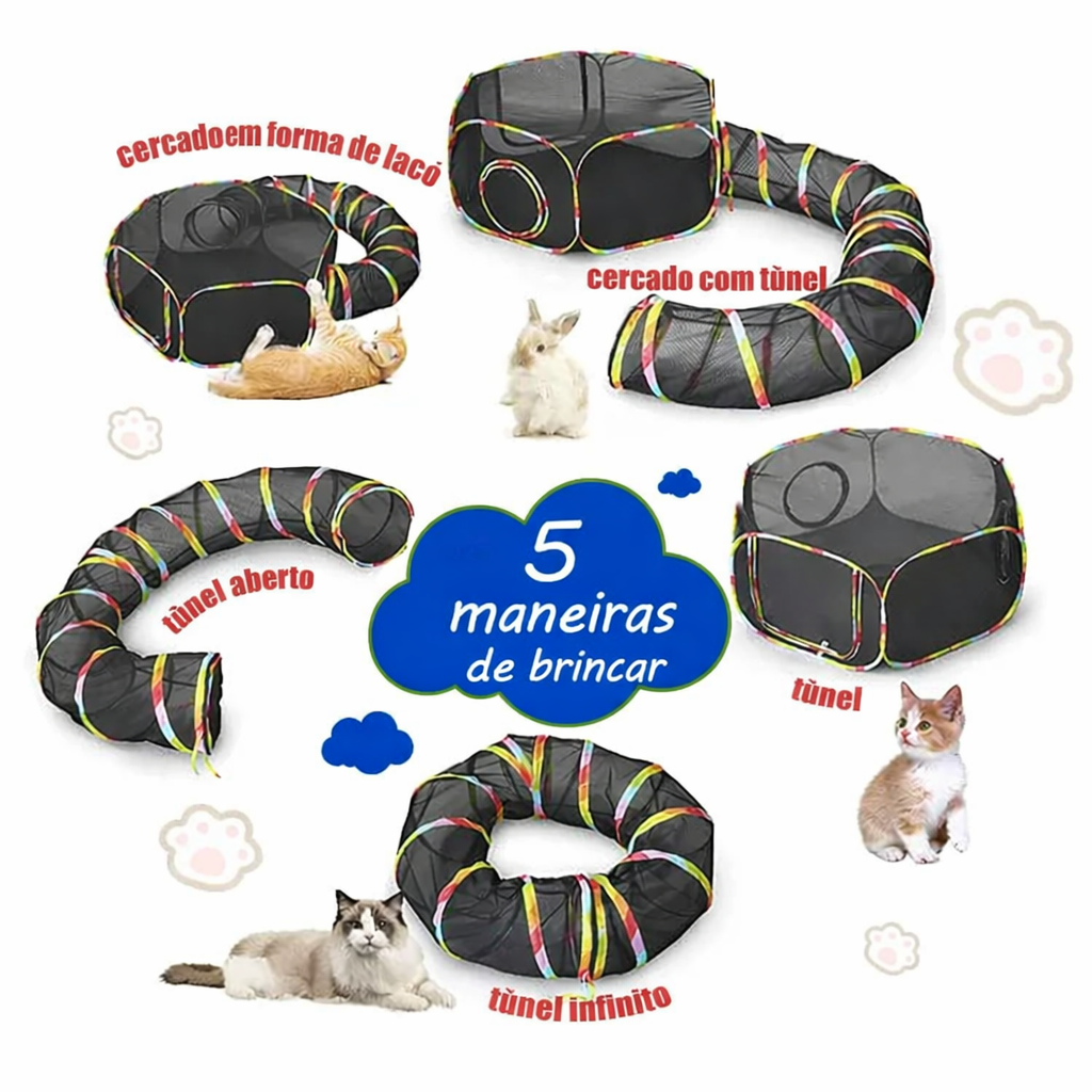 Barraca + Túnel para Gatos – Diversão Sem Fim 🐱