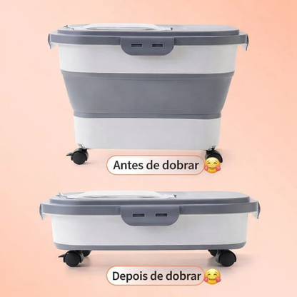 Caixa Porta Ração Dobrável para Pets | Organizador de Ração Cães e Gatos
