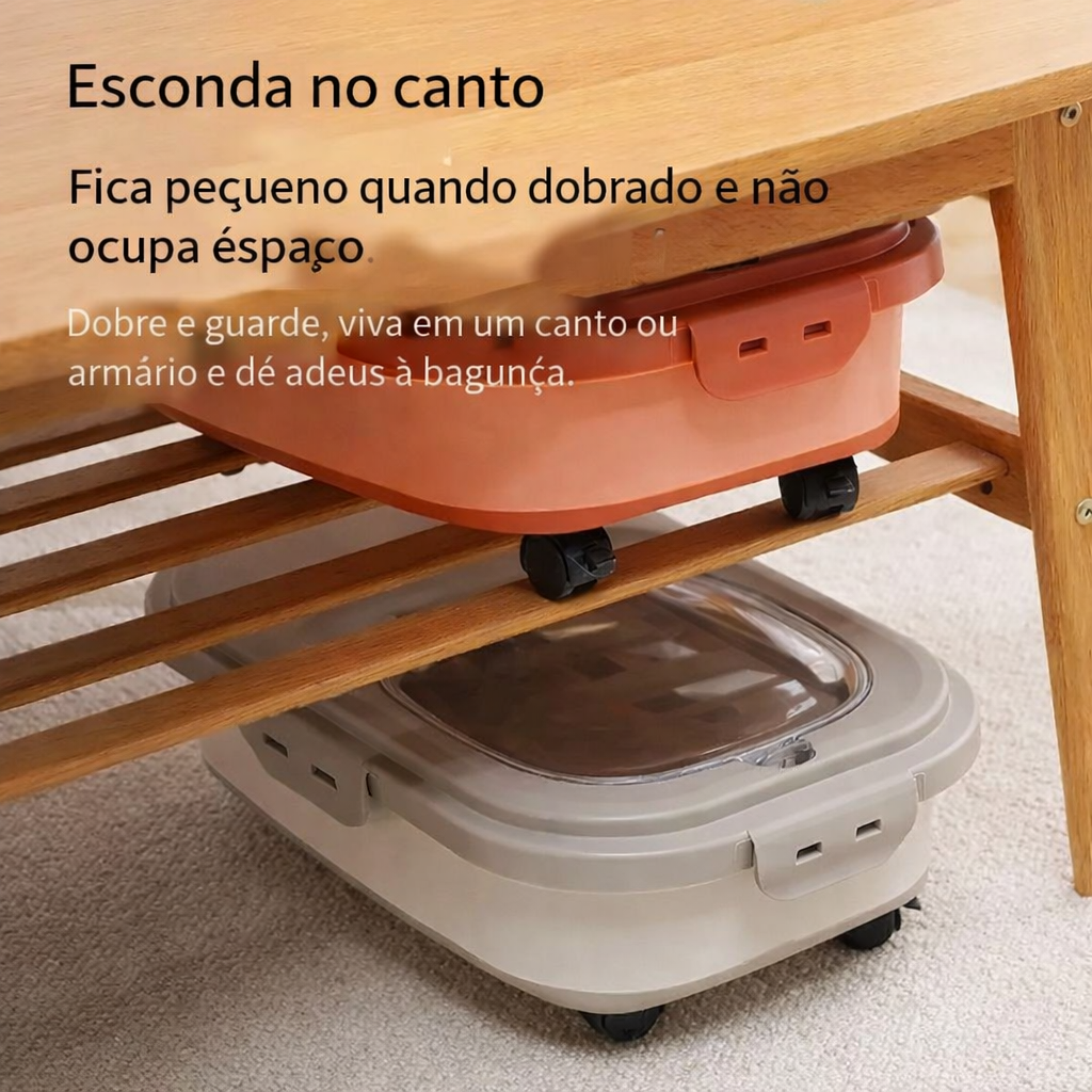 Caixa Porta Ração Dobrável para Pets | Organizador de Ração Cães e Gatos