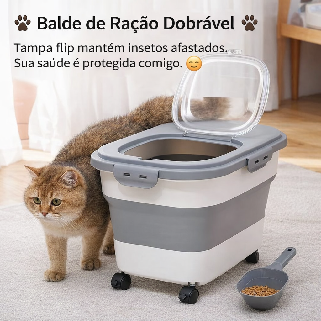 Caixa Porta Ração Dobrável para Pets | Organizador de Ração Cães e Gatos