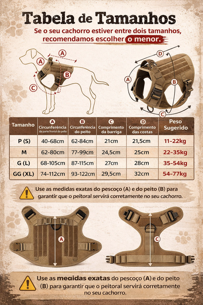 Arnês Tático para Cães – Segurança Máxima no Passeio 🐕‍🦺