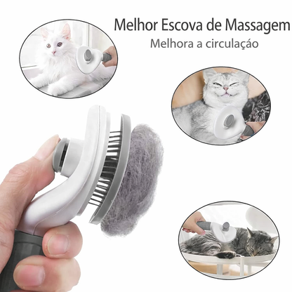 Escova Removedora de Pelos para Cães e Gatos com Botão Automático com 3 Unidades