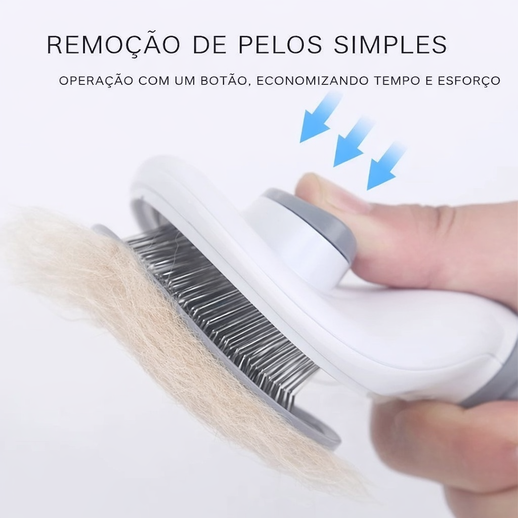 Escova Removedora de Pelos para Cães e Gatos com Botão Automático com 3 Unidades
