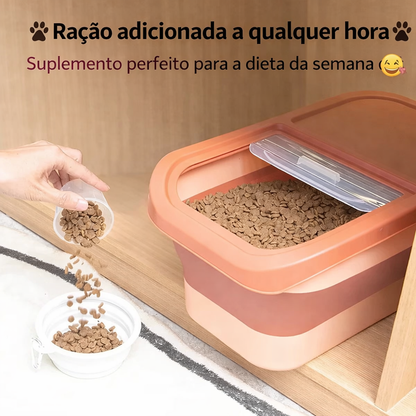 Caixa Porta Ração Dobrável para Pets | Organizador de Ração Cães e Gatos