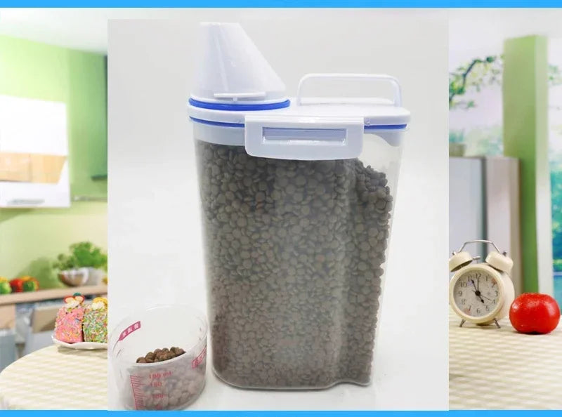 Balde Hermético para Ração Pet com Copo Medidor – 1,5kg / 2kg