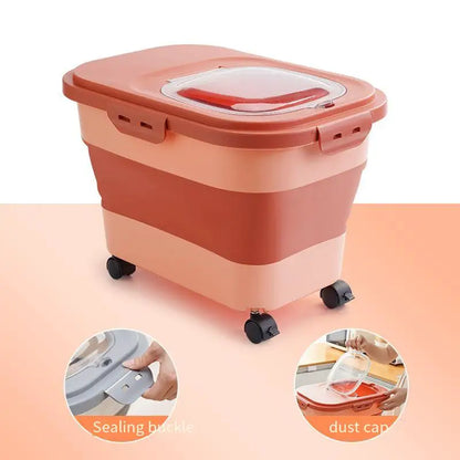 Caixa Porta Ração Dobrável para Pets | Organizador de Ração Cães e Gatos
