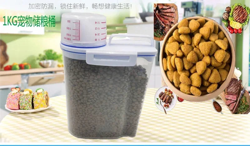 Balde Hermético para Ração Pet com Copo Medidor – 1,5kg / 2kg