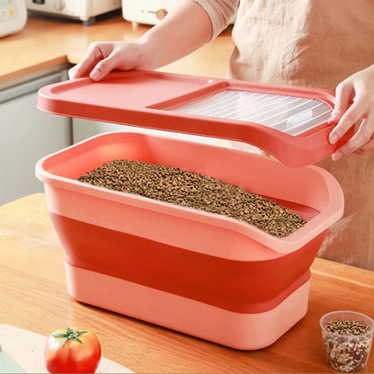 Caixa Porta Ração Dobrável para Pets | Organizador de Ração Cães e Gatos