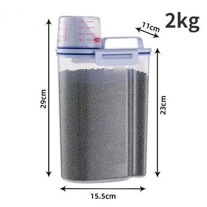 Balde Hermético para Ração Pet com Copo Medidor – 1,5kg / 2kg