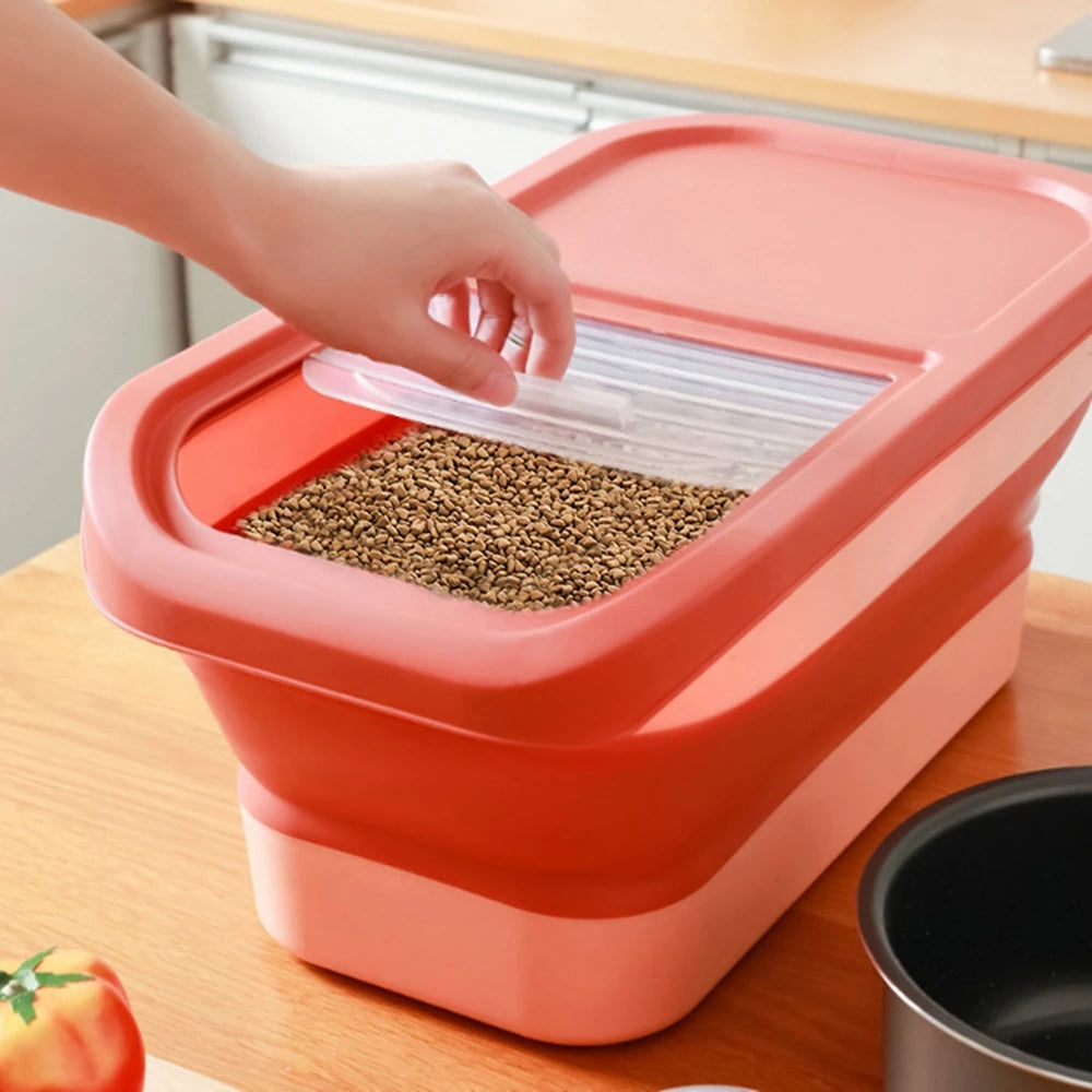 Caixa Porta Ração Dobrável para Pets | Organizador de Ração Cães e Gatos