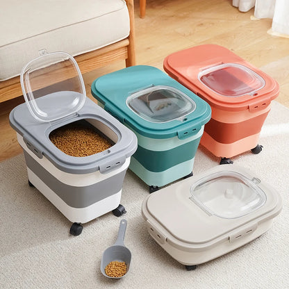 Caixa Porta Ração Dobrável para Pets | Organizador de Ração Cães e Gatos