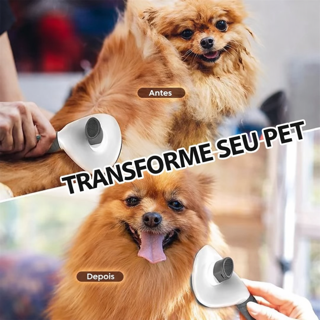 Escova Removedora de Pelos para Cães e Gatos com Botão Automático com 3 Unidades