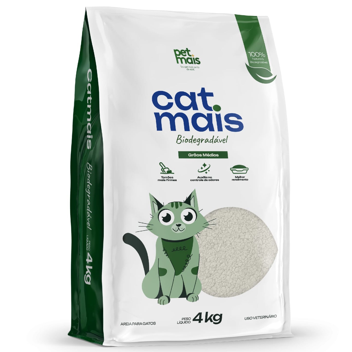 Kit 4x Areia para Gatos CatMais Biodegradável 4kg – Natural, Econômica e Ultra Eficiente