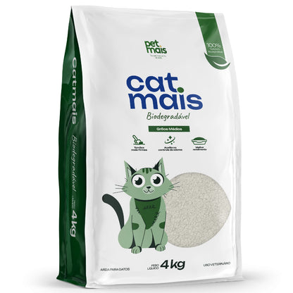 Kit 4x Areia para Gatos CatMais Biodegradável 4kg – Natural, Econômica e Ultra Eficiente