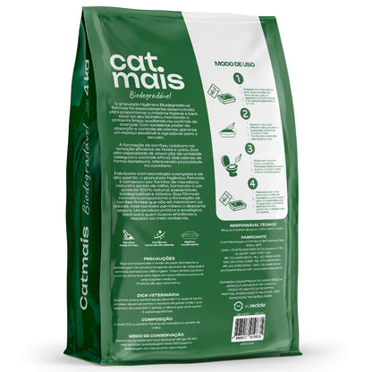 Kit 4x Areia para Gatos CatMais Biodegradável 4kg – Natural, Econômica e Ultra Eficiente