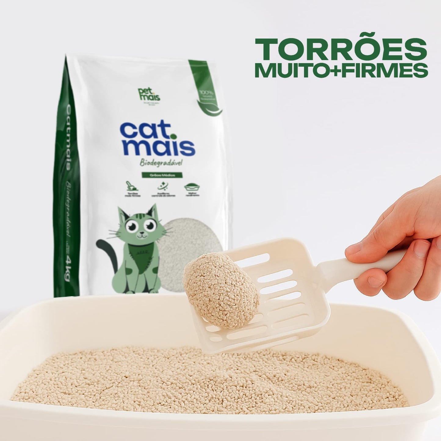 Kit 4x Areia para Gatos CatMais Biodegradável 4kg – Natural, Econômica e Ultra Eficiente