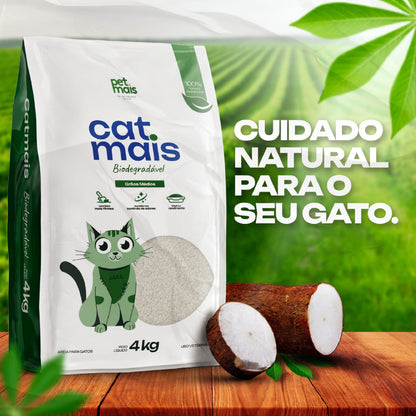 Kit 4x Areia para Gatos CatMais Biodegradável 4kg – Natural, Econômica e Ultra Eficiente