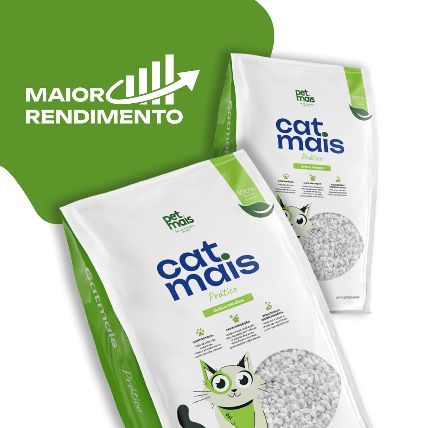 Kit 6x Areia para Gatos CatMais Prático 1,8kg – Alta Absorção, Natural e Econômica