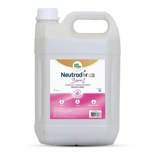 KIT 2X Shampoo Pet Neutrodor PRO 3 em 1 Pelos Claros 5L – Limpeza, Brilho e Realce da Cor