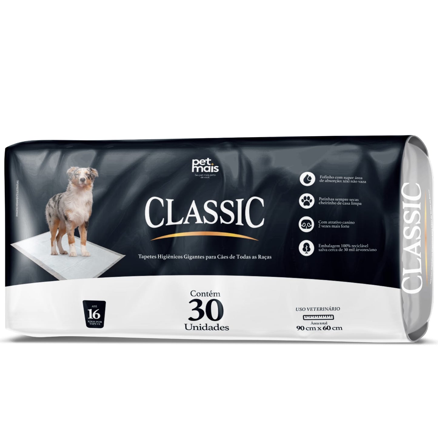 kit 120 Tapetekit  Higiênico PetMais Classic 30 Unidades – Ultra Absorção, Anti Vazamento e Máximo Conforto