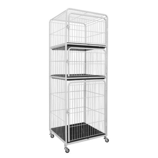 Canil Gaiola Vertical Mega 3 Lugares – Preto | Linha Profissional Pet Shop (Açomix)